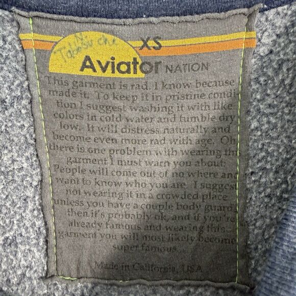 Aviator Nation Sweatshirt XS Aviator Nation Lighting Bolt Cropped Crew - Picture 3 of 9